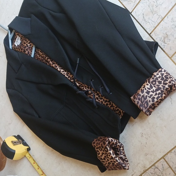 Women's Dress Jacket/Blazer "Vintage" Cache sz0, NEW black- animal print lining/ - Picture 16 of 16